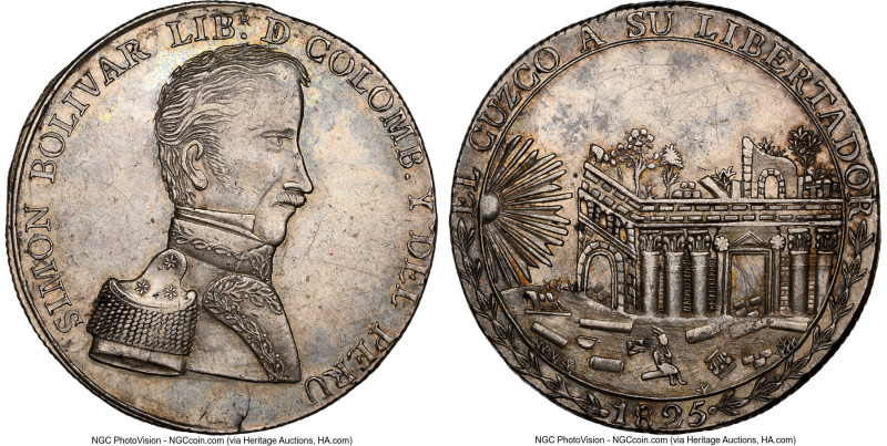 Republic silver "Liberation of Cuzco - Simon Bolivar" Proclamation Medal 1825 AU...