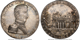 Republic silver "Liberation of Cuzco - Simon Bolivar" Proclamation Medal 1825 AU Details (Reverse Scratched) NGC, Fonrobert-9205. 41mm. SIMON BOLIVAR ...