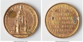 Republic gold "Heroes of Iquique" Medal 1886 XF (Mounted Removed, Damaged), 17.62gm. 28mm. Approximately 14kt as confirmed by XRF analysis. A SUS HERO...