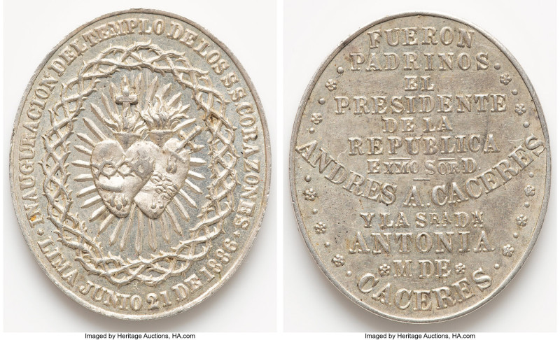 Republic silver "Temple of the Sacred Heart" Medal 1886 UNC, 12.50gm. 26x31mm. I...