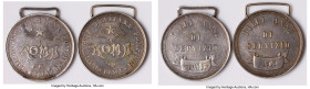 Pair of Uncertified silver "Italian Fire Brigade in Lima - 10 Years of Service" Medals XF (Cleaned), 1) Medal 1905. 17.68gm. 34mm. 2) Medal 1912. 17.4...