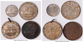 4-Piece Lot of Uncertified "El Huascar - Miguel Grau" Medals, 1) silver Medal 1897 (Holed). 19.48gm. 35mm. 2) silver Medal 1897 (Holed). 19.17gm. 35mm...