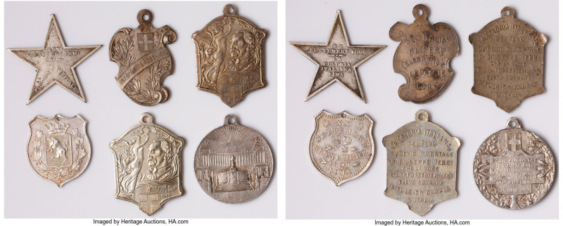 6-Piece Lot of Uncertified silver "Italian Community in Peru" Medals, 1) Medal 1...