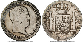 Ferdinand VII "De Vellon" 20 Reales 1822 S-RD Fine Details (Harshly Cleaned) NGC, Seville mint, KM563.2, Cal-1422. HID09801242017 © 2024 Heritage Auct...