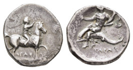 KALABRIEN, Tarent, Didrachme (6,33g), 272-235 v. Chr. Av: Nackter Reiter zu Pferd nach rechts. Rev: Nackter Taras mit Füllhorn auf Delfin nach links r...