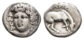 THESSALIEN, Larissa, Drachme (5,83g), ca. 395-344 v. Chr. Av: Kopf der Nymphe Larissa im 3/4 Profil nach links. Rev: Weidendes Pferd nach rechts. SNG ...