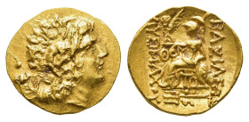 PONTUS, Stater (8,32g), 120-63 v. Chr., Mithridates VI., geprägt im Namen des Lysimachos, Tomis. Av: Kopf nach rechts. Rev: Thronende Athena mit Nike ...
