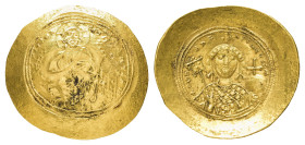 Constantin IX. Monomachos, 1042-1055, Gold Histamenon Nomisma (4,44g), Konstantinopel. Av: Thronender Christus von vorn, darum Umschrift. Rev: Büste d...