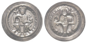 Frankfurt, Reichsmünzstätte, Brakteat (0,75g), 1190-1197, Heinrich VI. Thronender Kaiser mit Lilienzepter und Reichsapfel. Berger 2362, Häv. 99, Josep...