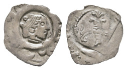 Nürnberg, Reichsmünzstätte, Pfennig (0,73g), 1215-1250, Friedrich II. Av: Kopf des Königs mit Krone auf Scheitel nach rechts im Wulstreif. Rev: Adler ...