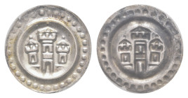 Ravensburg, königliche Münzstätte, Brakteat (0,28g), 1258-1268, Konradin. Torburg mit großem Mittelturm. Berger 2549, Cahn 208, kl. Schrötlingsriss, v...