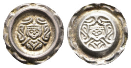 Schongau, herzögliche Münzstätte, Brakteat (0,70g), Konradin, 1258-1268. Brustbild des Königs umgeben von Ranken. Berger 2681, vz-st.