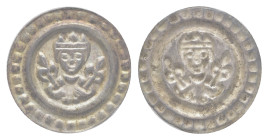 Ulm, königliche Münzstätte, Brakteat (0,50g), Konrad IV., 1250-1254. Brustbild des Königs mit zwei Lilienstäben. Berger 2612, Slg. Bonhoff 1871, Häber...