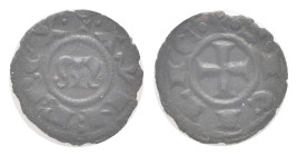 Italien, Sizilien, Messina oder Brindisi, Bi-Denaro (0,70g), 1258-1266, Manfred I. Av: Gotisches M "+ .AYNFR REX". Rev: Kreuz "+ . SICILIE .". Spahr 2...
