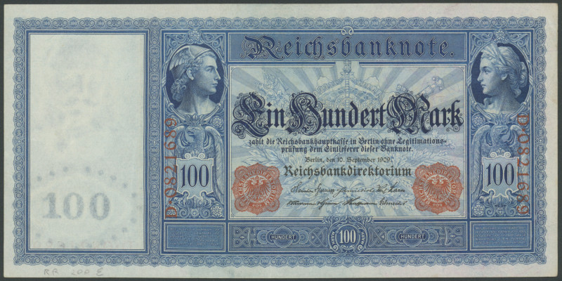 100 Mark 10.9.1909 / Flotten-Hunderter, Ser. D0821689. Ro. 38, Pick 38, wellig, ...