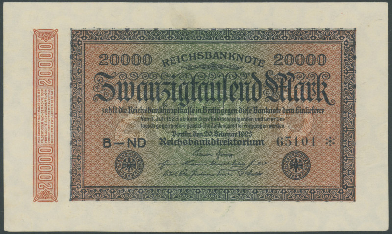Weimarer Republik, 3x 20 Tsd. Mark 20.9.1923, WZ Ringe, KN-5, 6 & 7-stellig, Ro....