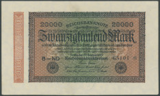 Weimarer Republik, 3x 20 Tsd. Mark 20.9.1923, WZ Ringe, KN-5, 6 & 7-stellig, Ro. 84a-c. I-/aunc.