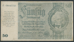 III. Reich, Notausgaben im Frühjahr 1945, Reichsbankstelle Graz, Linz und Salzburg, 50 Reichsmark, 30.03.1933 (Schörner-Schein), Druck verschwommen, F...