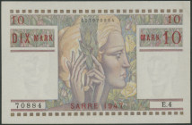 Saar, 10 Mark 1947, KN 70884, Ro. 870, Grab. SAR-11, Pick 6. II/XF