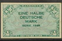 Westliche Besatzungszonen, BDL, Lot aus 11 verschiedene Banknoten. Enthalten sind Ro. 230, 231, 232, 233a, 234a, 241, 242, 254, 255, 258 und 260, teil...