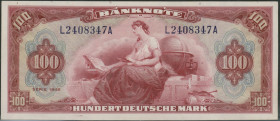 100 Deutsche Mark, Banknote, 1948, Roter Hunderter, L/A, selten in der Erhaltung. Ros. 244. Grab. WBZ-8. Pick 8a, Erh. II/XF