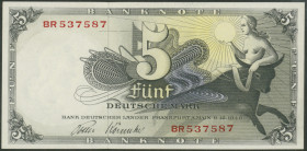5 Deutsche Mark 9.12.1948. KN 6-stellig rot, Ser. Ziffer 8 mit einem Ser. Bstb. R, Ro. 252c, P-13. I/unc.