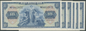 10 Deutsche Mark 22.8. 1949 (7x) Kenn-Bst. N/Z, fortlaufende Ser. Nummern. Ro. 258, P-16a. I