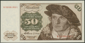 50 Deutsche Mark 2.1.1960, KN nicht UV aktiv, ohne Fasereinlage, Serie K/L Ro. 265a, I/unc.