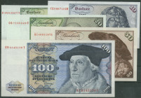 Set 5 Stk.: 5, 10, 20, 50 und 100 Deutsche Mark 2.1.1980, Ro. 285-289, nur Ro. 289 (100 DM) in Erh. II/VF, Rest I/unc.