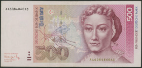 500 Deutsche Mark 1.8.1991, Ser. AA/A Ro. 301a, III/VF