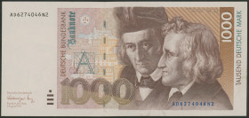 1000 Deutsche Mark 1.8.1991, Ser. AD/N Ro. 302a, II/XF