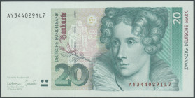 20 Deutsche Mark, 1.10.1993 (2x). Austauschnote Ser. ZA/ A und Standardnote Ser. AY/ L. Ro. 304 a und b. I/unc