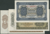 Deutsche Notenbank, SBZ und deutscher Druck: Serie1948, 50 Pf. - 1000 Mark (Ro. 339-347) und Serie 1955, 5 bis 100 Mark (Ro. 349-353), davon 100 Mark ...