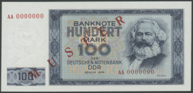 Deutsche Notenbank Serie 1964, 6 Stk.: 5-100 MDN Mark Berlin 1964 davon 50 und 100 Mark Austauschnoten, zzgl. 100 Mark Berlin 1964 mit rotem Aufdruck ...