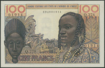 Westafrikanische Staaten, Banque Centrale des États de l'Afrique de l'Ouest, 100 Francs o.D. (1959) P-2b, Erh. I/unc.