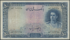 Iran, Bank Melli, 500 Rials o.D. (1944) Pick 45, kl. Riss, III-/VF, sehr selten.