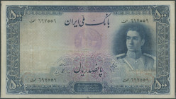 Iran, Bank Melli, Set 50 und 500 Rials o.D. (1944) Pick 42 & 45, V/VG.