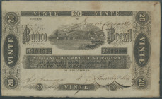 Brasilien, Banco do Brasil, 20 Mil. Reis o.D. (1856) Rio de Janeiro, 3. Serie, PS246. III/VF.