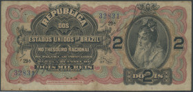 Brasilien, Republica dos Estados Unidos, Thesouro National, 2 Mil. Reis o.D. (1918) Estampa 11A / Ser. 29A. Pick 13a. IV/F.