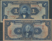 Brasilien, Republik, Set 2 Stk.: 1 Mil. und 2 Mil. Reis o.D. (1919). Pick 6a & 14a, III-IV/VF-F.