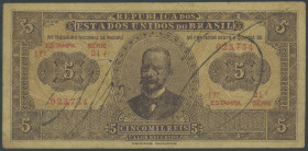 Brasilien, Republik, 5 Mil. Reis o.D. (1922) E17A. zwei kl. Stichlöcher, Pick 27. IV/F.