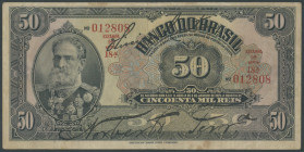 Brasilien, Banco do Brazil, 50 Mil. Reis L. 1923. E1 A. Pick 118a. III/VF.