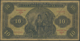 Brasilien, Republik, 10 Mil. Reis o.D. (1923) E15A, Stichlöcher, Pick 37. V/VG