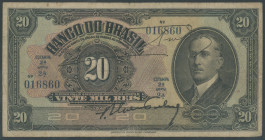 Brasilien, Banco do Brasil, 20 Mil. Reis L. 8.1.1923, Estampa 2A Ser. 2 A , Ser. Nr. 016860. Pick 117, IV/F.