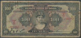 Brasilien, Caixa de Estabilizacao, Valor Recebido em Ouro. Set 3 Stk.: 10, 20 und 100 Mil. Reis 18.12.1926. Estampa 1A. Pick 103-104, 106. IV-V/F-VG.