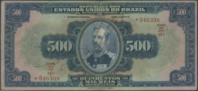 Brasilien, Thesouro Nacional, 500 Mil. Reis o.D. (1931) "BRAZIL" 1 Signatur, Pic...