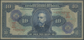 Brasilien, Casa da Moeda provisorische Ausgaben, 10 Cruzeiros auf 10 Mil. Reis o.D. (1942). Pick 126, III+/VF