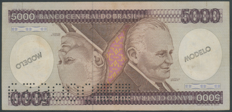 Brasilien, Banco do Brasil, 5000 Cruzeiros o.D. (1981-85) Modelo/ Muster entwert...