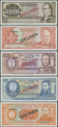 Paraguay, Banco Central Del Paraguay, Sammlerset 5 Stk.:100, 500, 1000, 5000 and 10000 Guaranies L. 1972 (1979) mit Aufdruck SPECIMEN. Pick CS1, I/Unc...