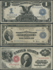 USA, Lot 3 Stk.: 1 Dollar 1899, Silver Certificate, Fr. 236 (III); 1 Dollar 1914, New York, Federal Reserve Bank, Fr. 712 (IV); 1 Dollar 1917, Legal T...